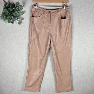 The Drop > Camel Faux Leather Straight Leg Pants 30
